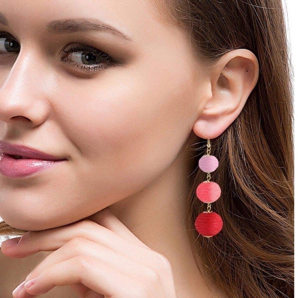 Three-Tier Pink to Red Dangle Earrings - Women Jewelry Earrings